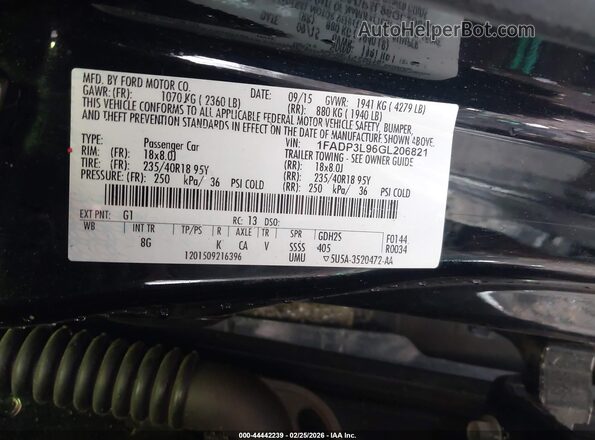1FADP3L96GL206821 2016 FORD FOCUS ST Black Вид підкапотного простору