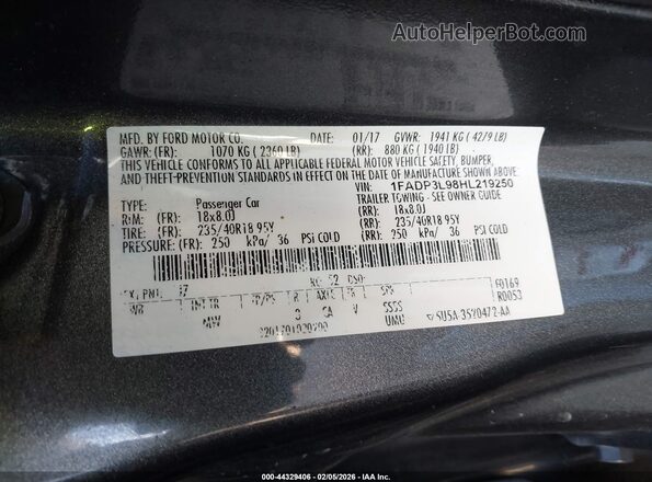 1FADP3L98HL219250 2017 FORD FOCUS ST Gray ძრავის განყოფილების ხედი