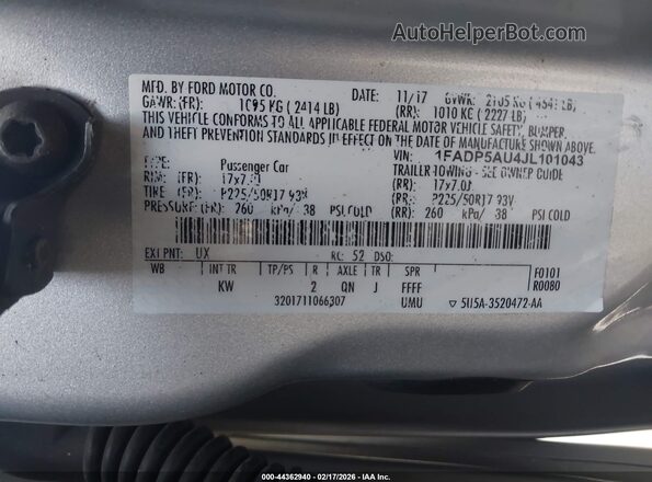 1FADP5AU4JL101043 2018 FORD C-MAX HYBRID Gray Engine compartment view