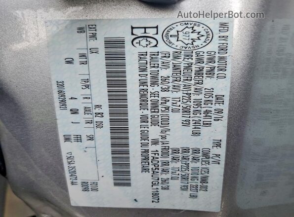 1FADP5AU7GL118072 2016 FORD C-MAX Silver VIN կոդի պիտակի տեսք