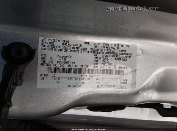 1FADP5BU7GL106390 2016 FORD C-MAX HYBRID Silver ძრავის განყოფილების ხედი