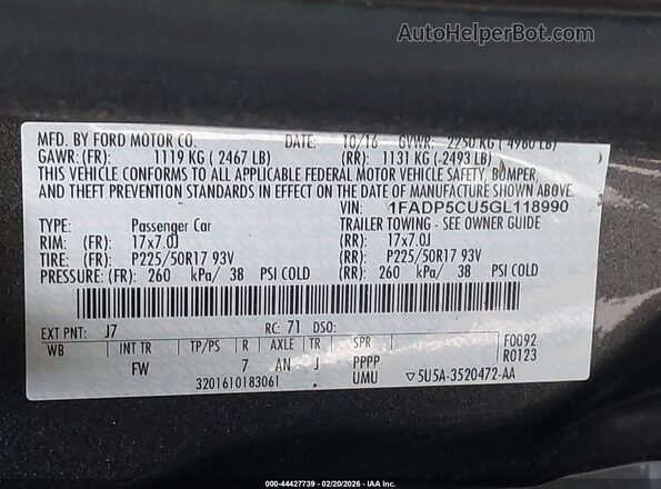 1FADP5CU5GL118990 2016 FORD C-MAX ENERGI Gray Engine compartment view