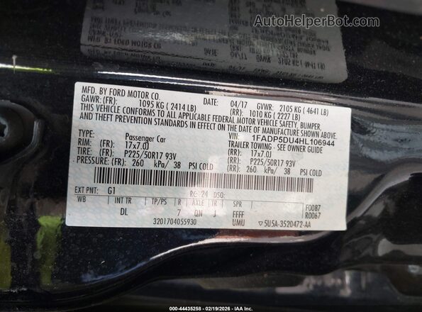 1FADP5DU4HL106944 2017 FORD C-MAX HYBRID Black 