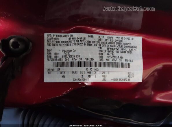 1FADP5EU9HL112673 2017 FORD C-MAX ENERGI Red Вид підкапотного простору