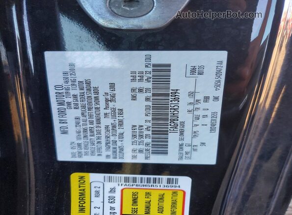 1FAGP8UH5R5136994 2024 FORD MUSTANG Black Вид наклейки з VIN-кодом