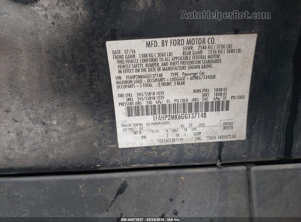 1FAHP2MK6GG137148 2016 FORD POLICE INTERCEPTOR Black ძრავის განყოფილების ხედი