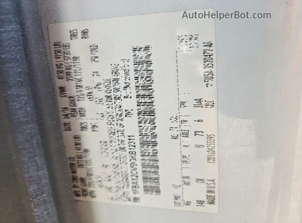 1FBAX2CM9GKB12311 2016 FORD PASSENGER White VIN sticker view