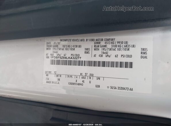 1FDBF6Z84LKA32277 2020 FORD TRANSIT-350 White უკანა მარჯვენა
