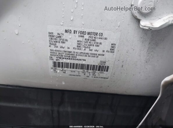 1FM5K8ABXSGA09759 2025 FORD POLICE INTERCEPTOR White Շարժիչի բաժամունքի տեսք