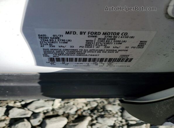 1FM5K8GC3MGA76657 2021 FORD FORD EXPLORER White Vista de la etiqueta del VIN