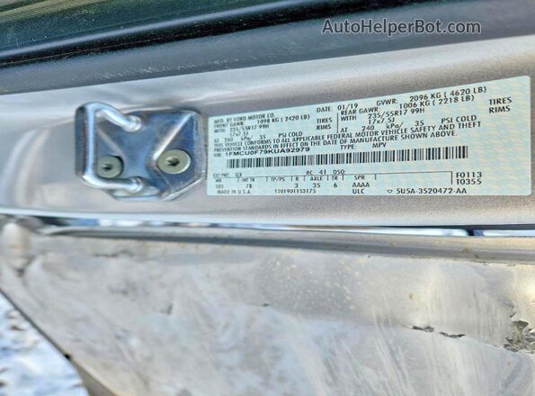 1FMCU0F79KUA92979 2019 FORD ESCAPE Серебряный 
