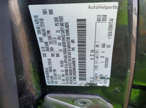 1FMCU0GD9KUA59615 2019 FORD ESCAPE Gray 