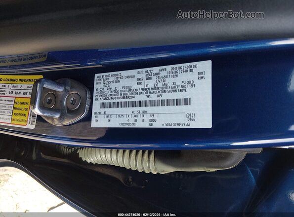 1FMCU9G63NUB59204 2022 FORD ESCAPE Blue Շարժիչի բաժամունքի տեսք