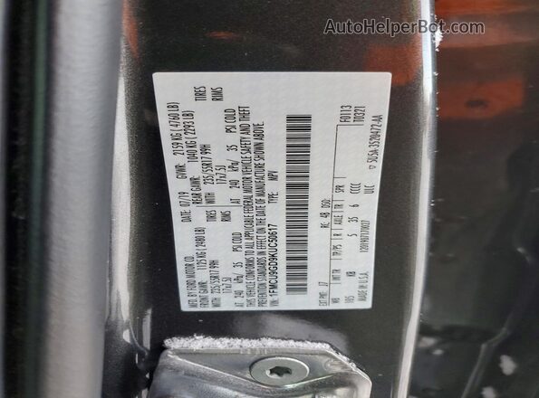 1FMCU9GD9KUC50617 2019 FORD ESCAPE Gray 