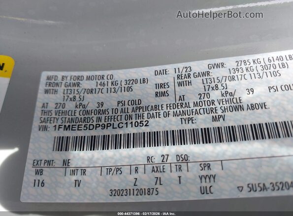 1FMEE5DP9PLC11052 2023 FORD BRONCO Gray Вид підкапотного простору