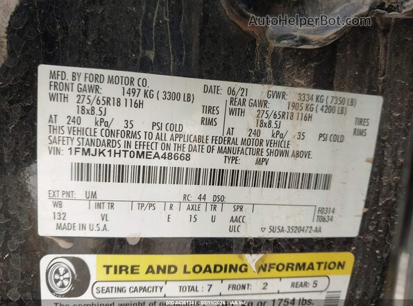1FMJK1HT0MEA48668 2021 FORD EXPEDITION Navy 