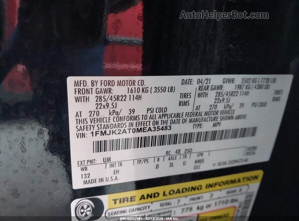 1FMJK2AT0MEA35483 2021 FORD EXPEDITION Black 