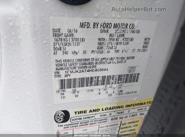 1FMJK2AT4HEA03044 2017 FORD EXPEDITION EL White ძრავის განყოფილების ხედი