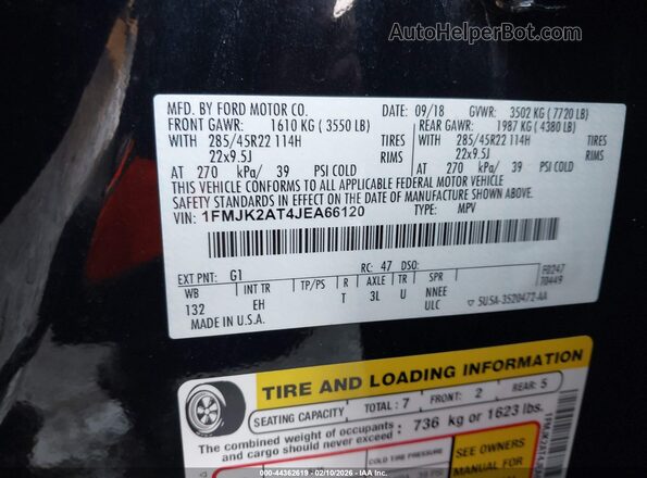 1FMJK2AT4JEA66120 2018 FORD EXPEDITION MAX Черный 