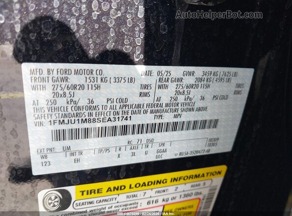 1FMJU1M88SEA31741 2025 FORD EXPEDITION Black ძრავის განყოფილების ხედი