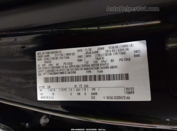 1FT7W2BN7MEC38356 2021 FORD F-250 Black 