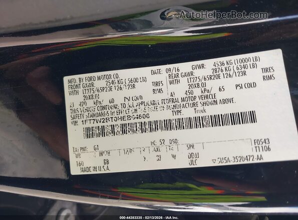 1FT7W2BT0HEB64606 2017 FORD F-250 Black 