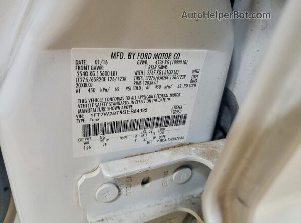 1FT7W2BT5GEB84395 2016 FORD F250 White Vista del compartimento del motor