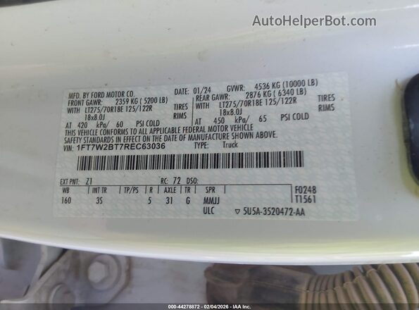 1FT7W2BT7REC63036 2024 FORD F-250 Белый Вид подкапотного пространства