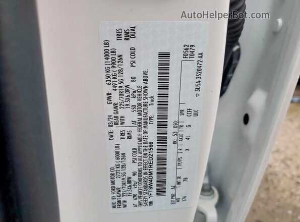 1FT8W4DM1RED21566 2024 FORD F450 White Vista del compartimento del motor