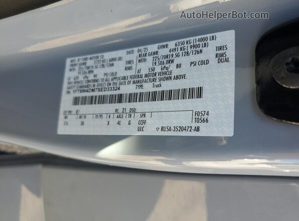 1FT8W4DM7SED33324 2025 FORD F450 Gray Widok naklejki z numerem VIN
