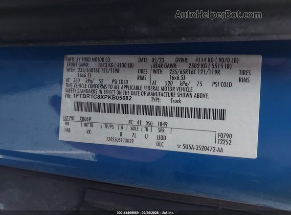 1FTBR1C8XPKB05682 2023 FORD TRANSIT-250 White 