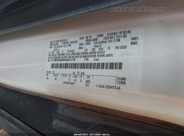1FTBR2X80RKA91178 2024 FORD TRANSIT-250 White Вид підкапотного простору
