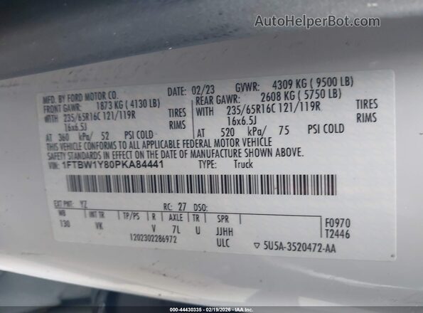 1FTBW1Y80PKA84441 2023 FORD TRANSIT-350 White Vista del compartimento del motor