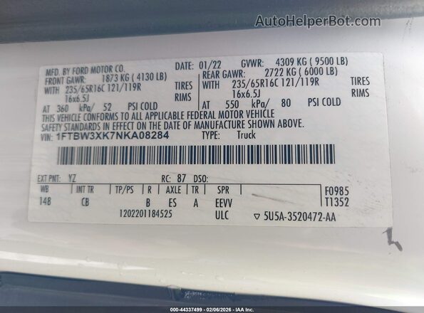1FTBW3XK7NKA08284 2022 FORD E-TRANSIT-350 CARGO VAN White Engine compartment view
