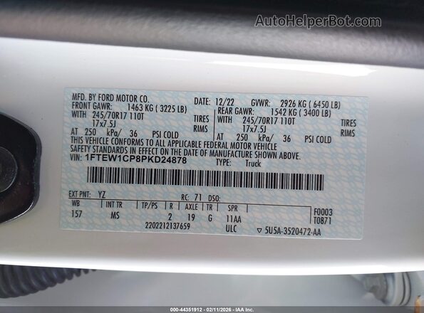 1FTEW1CP8PKD24878 2023 FORD F150 White ძრავის განყოფილების ხედი
