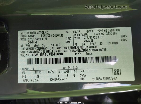 1FTEW1EP3JFE41698 2018 FORD F150 Gray Engine compartment view