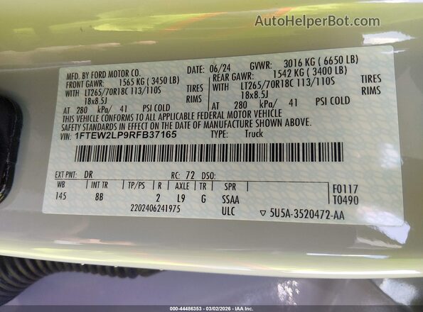 1FTEW2LP9RFB37165 2024 FORD F150 Gray 