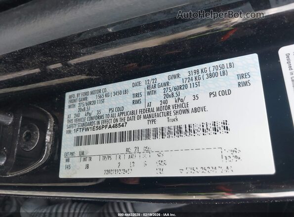 1FTFW1E56PFA48547 2023 FORD F150 Черный Вид подкапотного пространства
