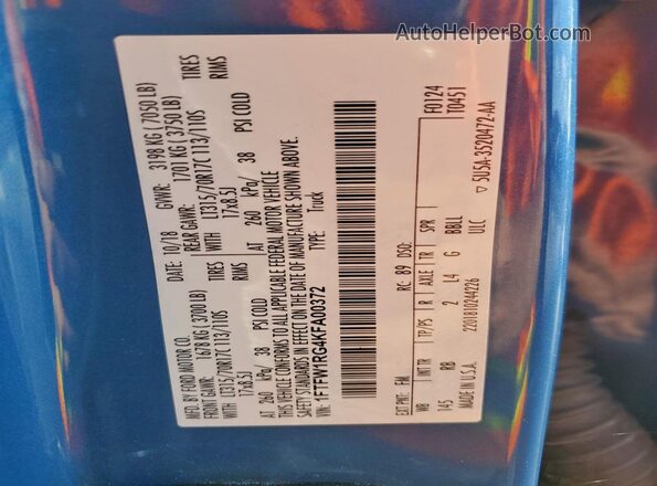 1FTFW1RG4KFA00372 2019 FORD F150 Синий Вид подкапотного пространства