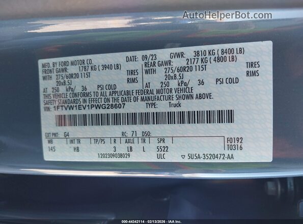 1FTVW1EV1PWG28607 2023 FORD F-150 LIGHTNING Blue 