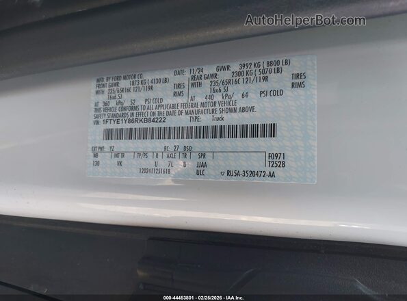 1FTYE1Y86RKB84222 2024 FORD TRANSIT-150 Белый Вид подкапотного пространства