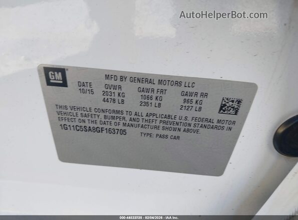 1G11C5SA8GF163705 2016 CHEVROLET MALIBU White Շարժիչի բաժամունքի տեսք