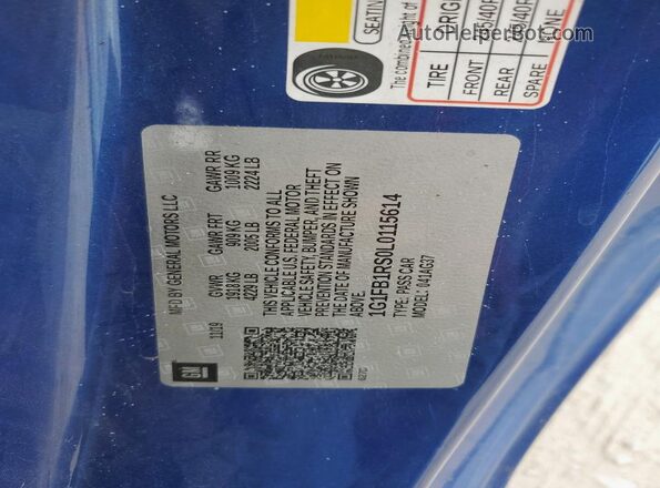 1G1FB1RS0L0115614 2020 CHEVROLET CAMARO Blue 