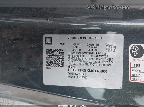 1G1FB1RSXM0140800 2021 CHEVROLET CAMARO Blue 