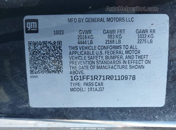 1G1FF1R71R0110978 2024 CHEVROLET CAMARO Черный Вид подкапотного пространства
