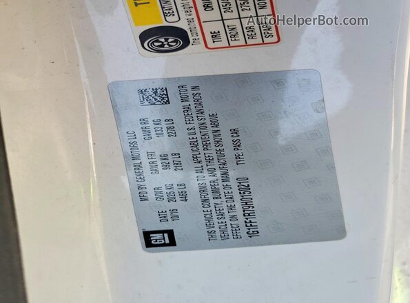 1G1FF1R79H0150210 2017 CHEVROLET CAMARO White Շարժիչի բաժամունքի տեսք
