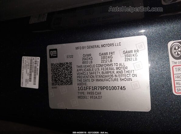 1G1FF1R79P0100745 2023 CHEVROLET CAMARO Gray Engine compartment view