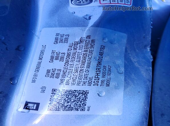 1G1FH1R79K0148782 2019 CHEVROLET CAMARO Серебряный 