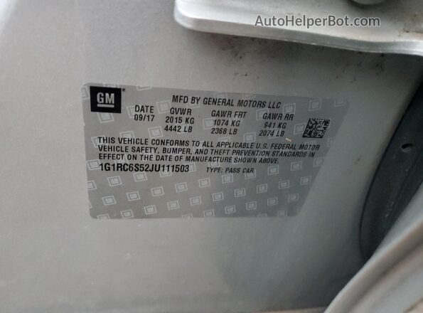 1G1RC6S52JU111503 2018 CHEVROLET VOLT Silver 