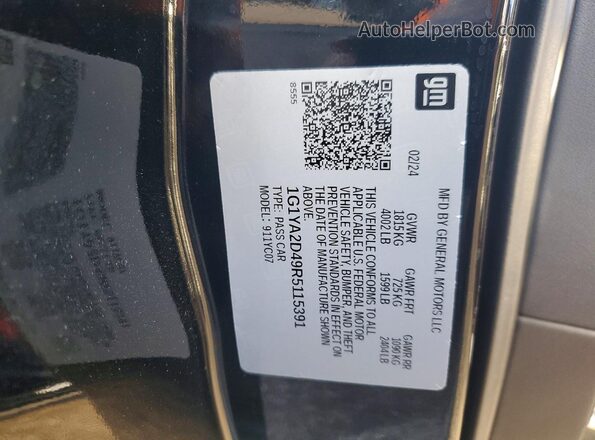 1G1YA2D49R5115391 2024 CHEVROLET CORVETTE Black 